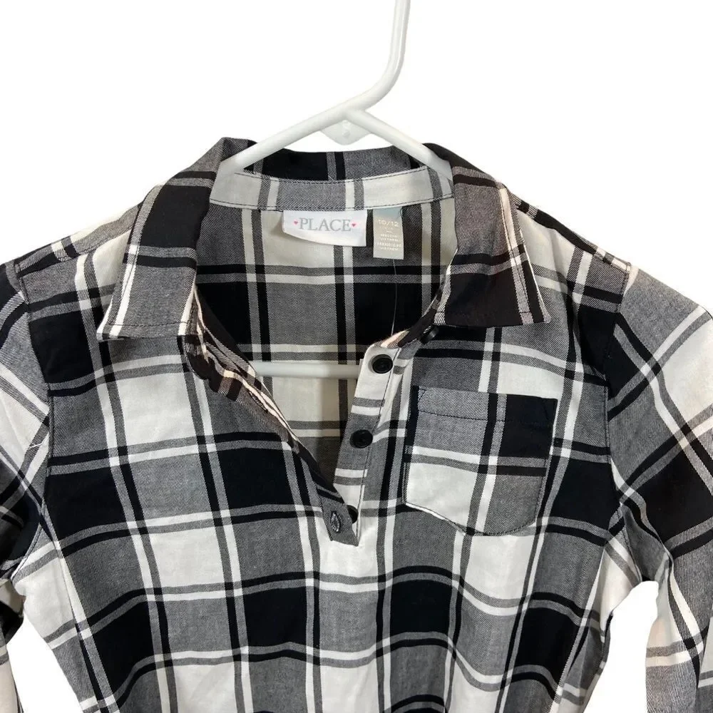 New With Tags Children’s‎ Place Long Sleeve Black and White Plaid Dress M and L